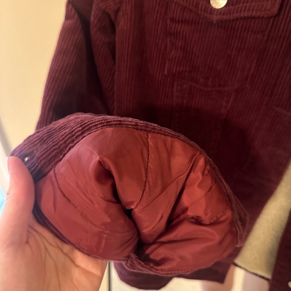 Calvin Klein Corduroy Trucker Jacket in Burgundy - Picture 7 of 9